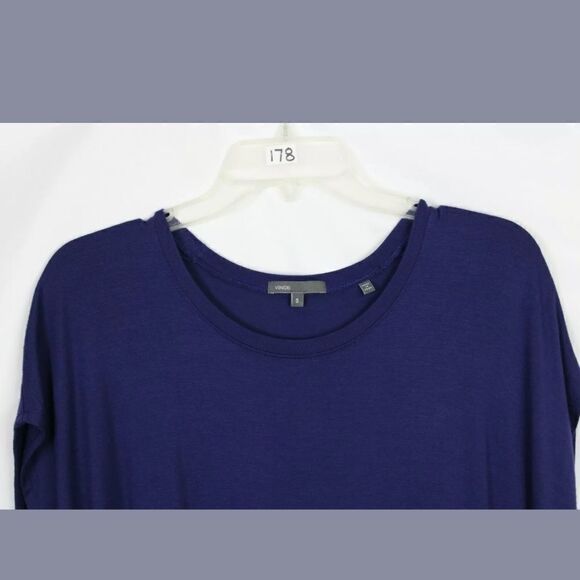 VINCE Blue Jersey Knit Round Neck Oversized Boxy S - Picture 7 of 7